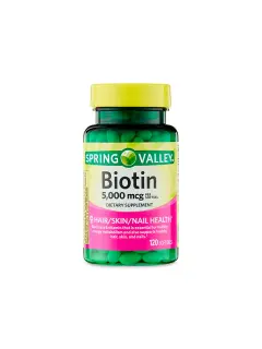 SPRING VALLEY BIOTIN DIETARY SUPPLEMENT, 5000 MG 120 COUNT