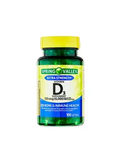 SPRING VALLEY VITAMIN D3 SOFTGELS 5000 IU 100 COUNT